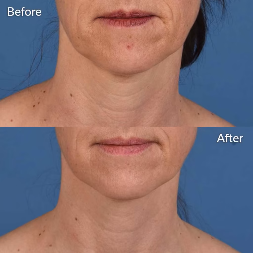 Before and after results of SkinPen microneedling treatment for lower face and neck in Scottsdale